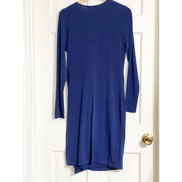 Michael Kors Long Sleeve Blue Cascade Wrap Dress - Picture 4 of 8